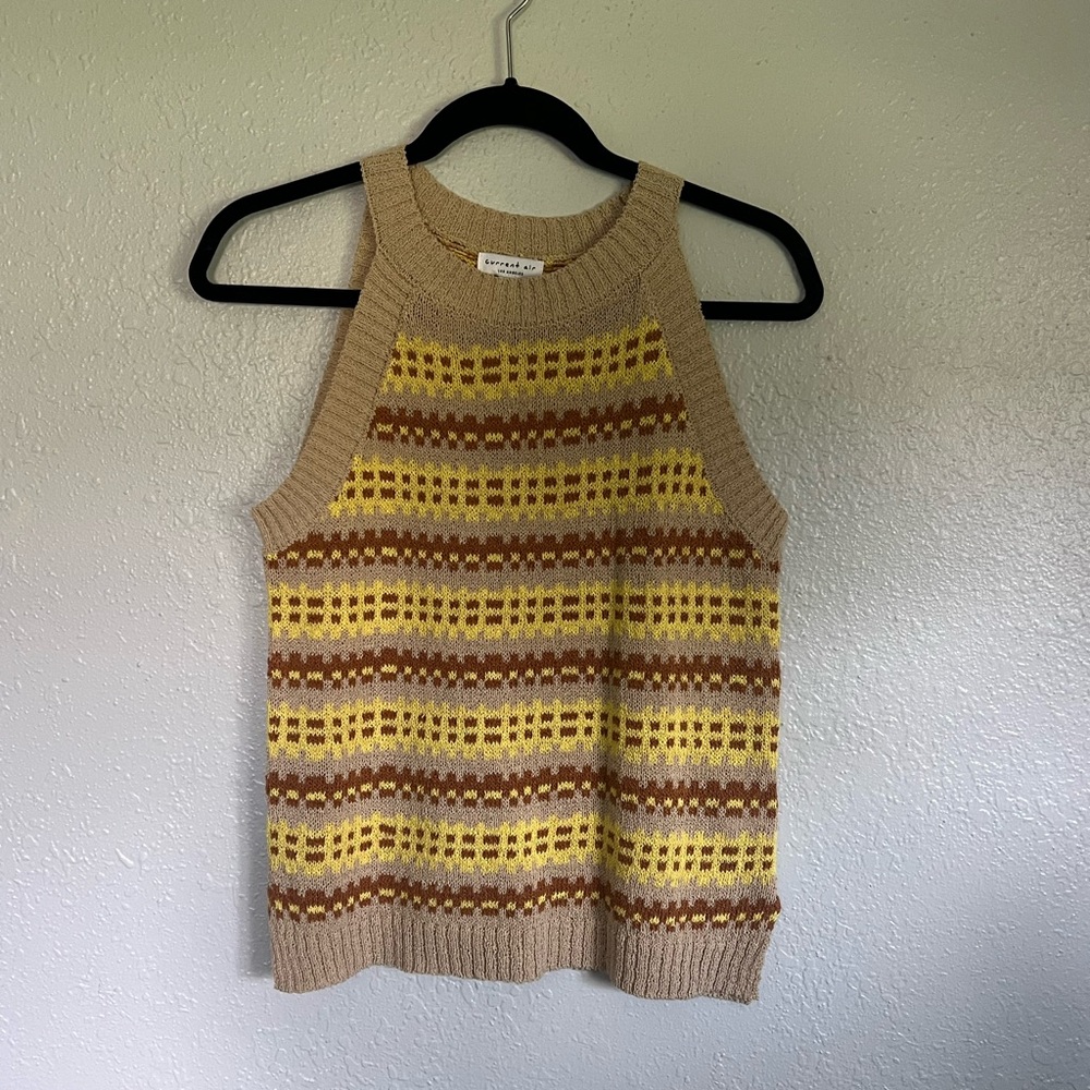 Current Air Beige and Yellow Knit Tank Top